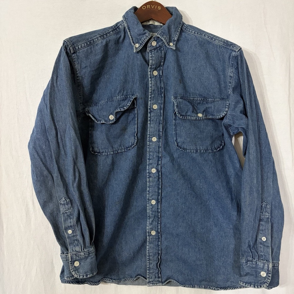 Vintage John Ashford Sport Denim Men Size‎ Medium Long Sleeve Shirt  VTG